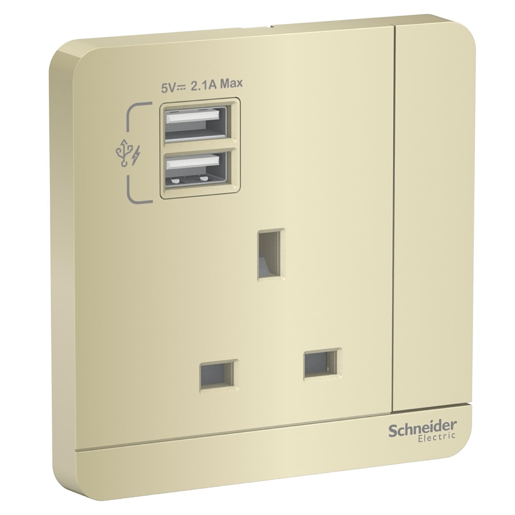 مقبس بمفتاح شنايدر أفاتارون مع شواحن USB (8.6 × 8.6 × 3.17 سم)