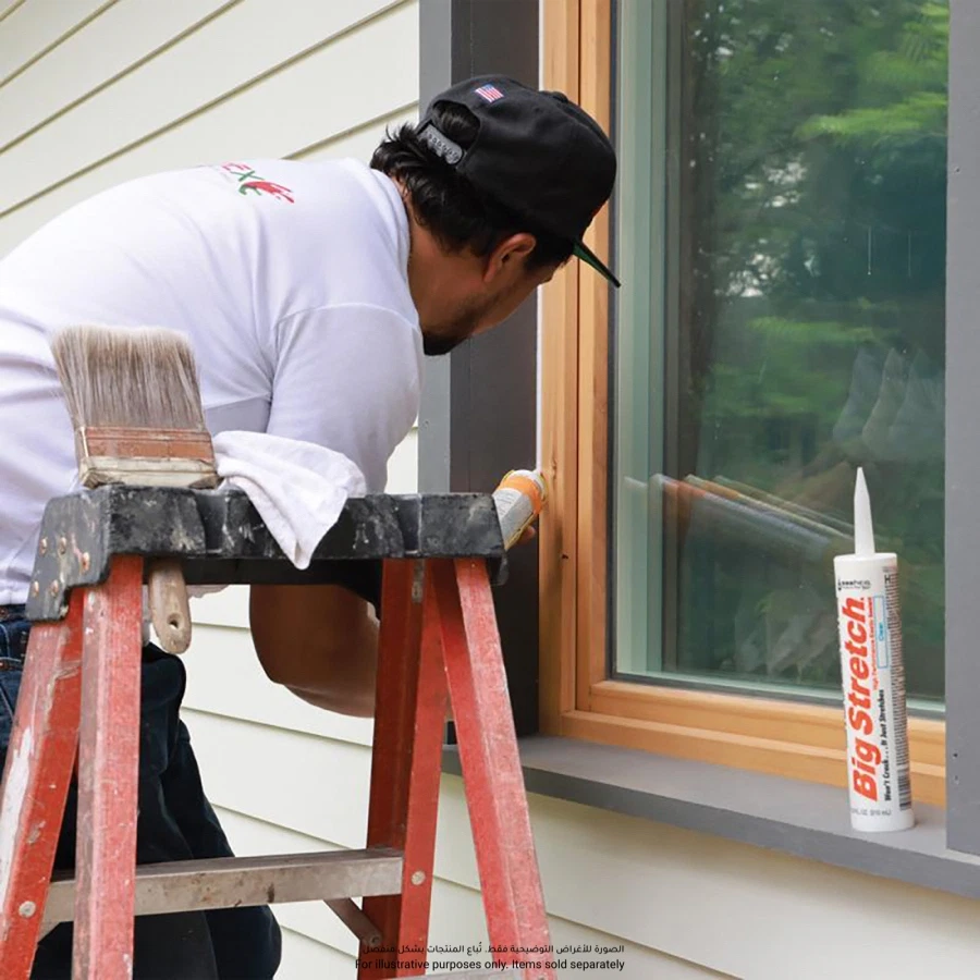 Sashco Big Stretch Elastomeric Acrylic Latex Door, Window & Siding Caulk (White , 310 ml)