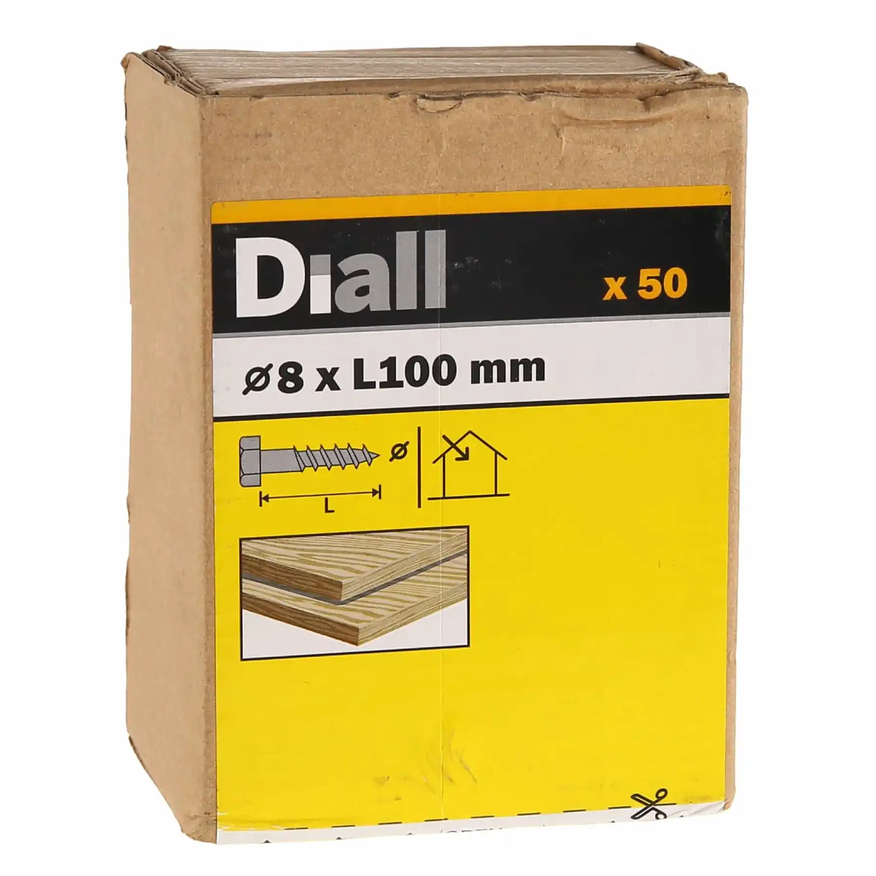 Diall Zinc-Plated Carbon Steel Hex  Coach Screw Pack (8 x 100 mm, 50 Pc.)