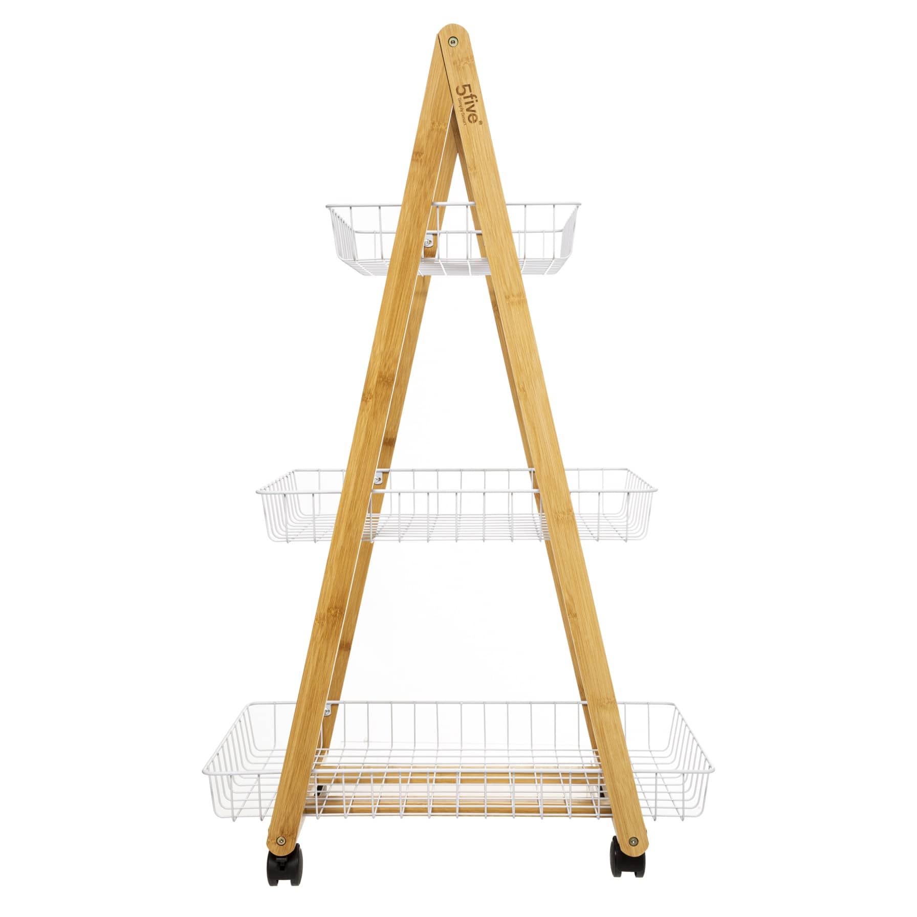 5Five Modern Bamboo 3-Level Trolley W/Wheels (54.5 x 35.5 x 88 cm)