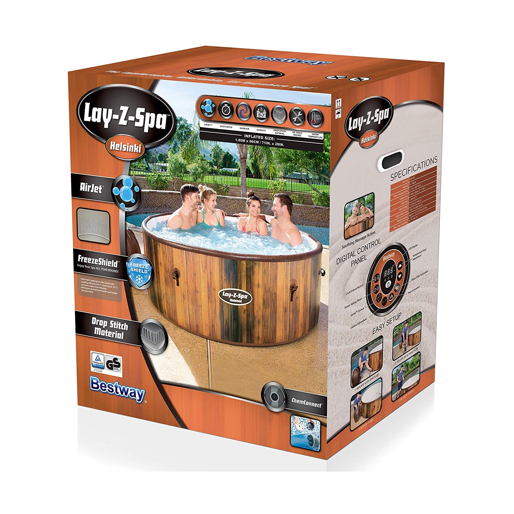 Bestway Lay-Z-Spa Helsinki AirJet (180 x 66 cm, Brown)