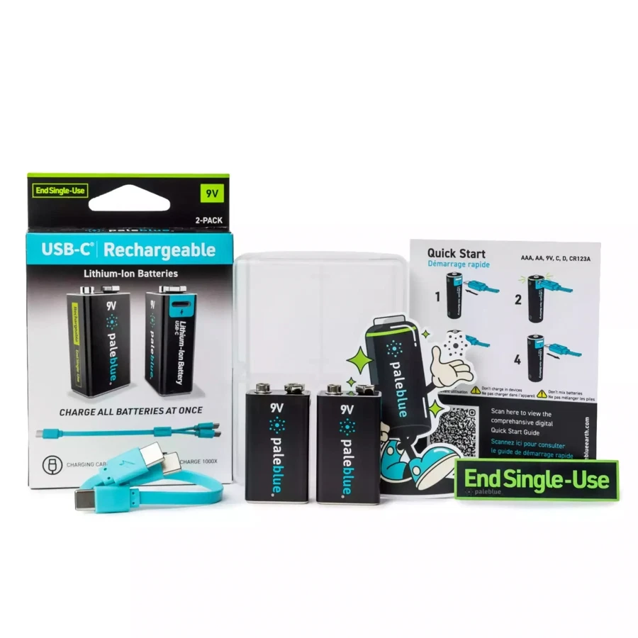 Paleblue Voyager USB-C Rechargeable Li-Ion 2-Batteries Pack (9 V)