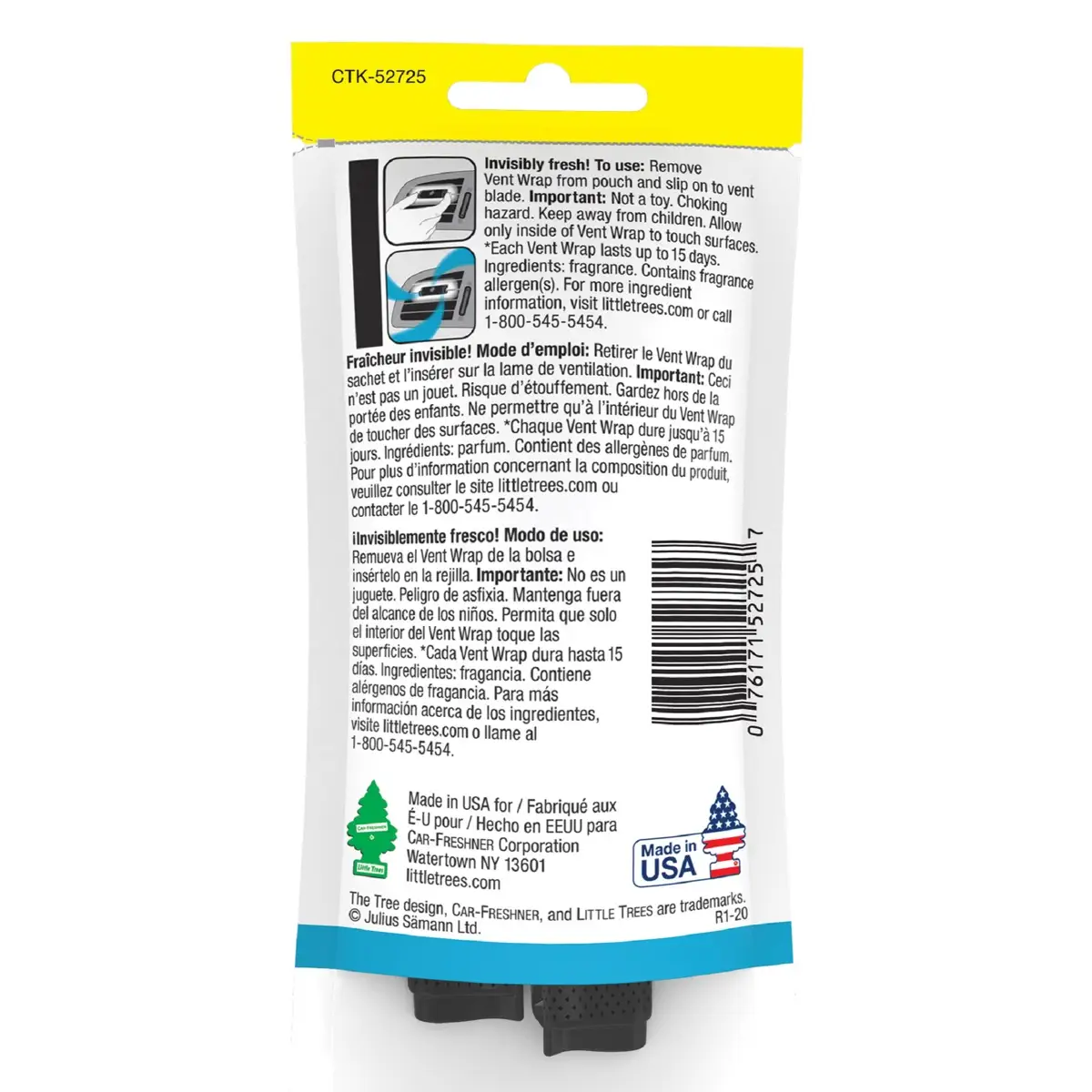 Little Trees Vent Wrap Car Air Freshener (Caribbean Colada, Pack of 4)