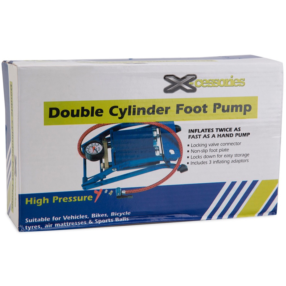Xcessories Double Barrel Foot Pump (Blue)