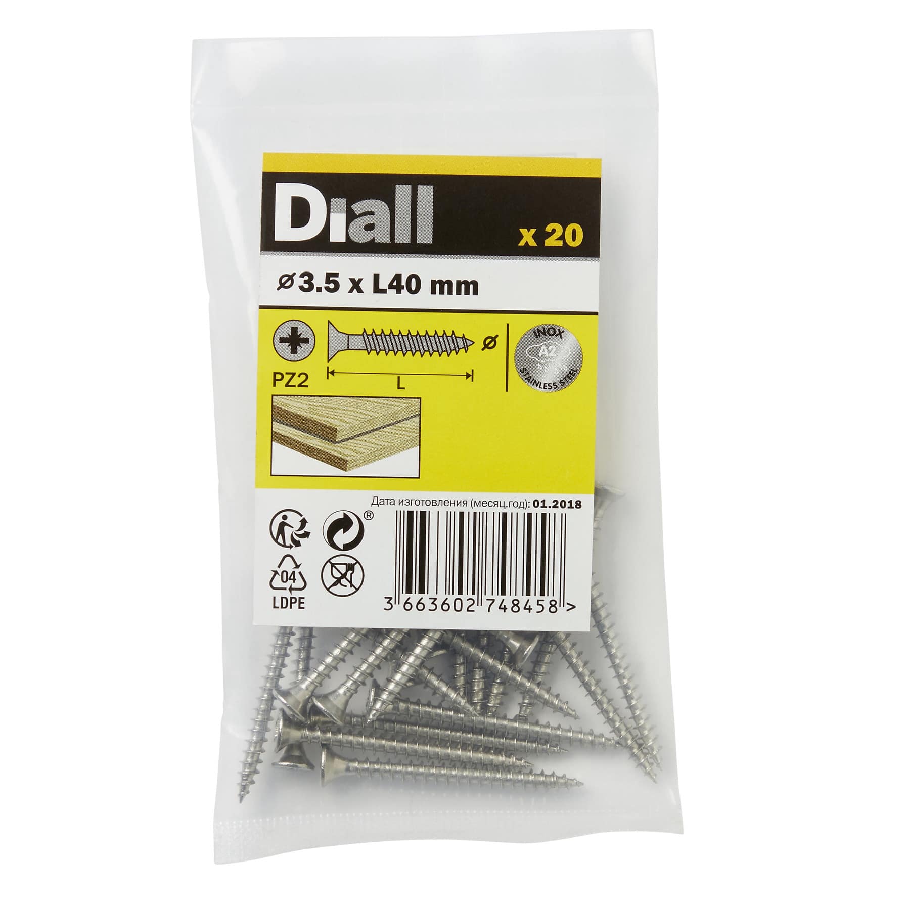Diall Stainless Steel Screw Pack (4 cm, 20 Pc.)