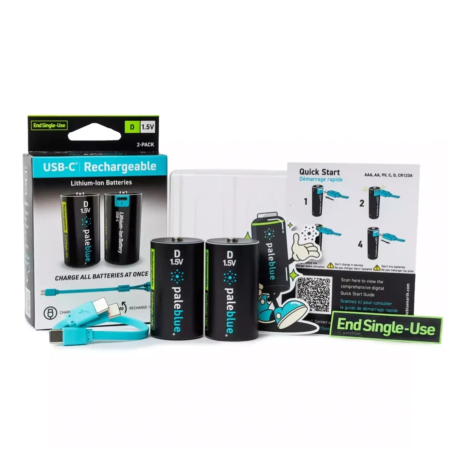 Paleblue Voyager USB-C Rechargeable Li-Ion D 2-Batteries Pack (1.5 V)