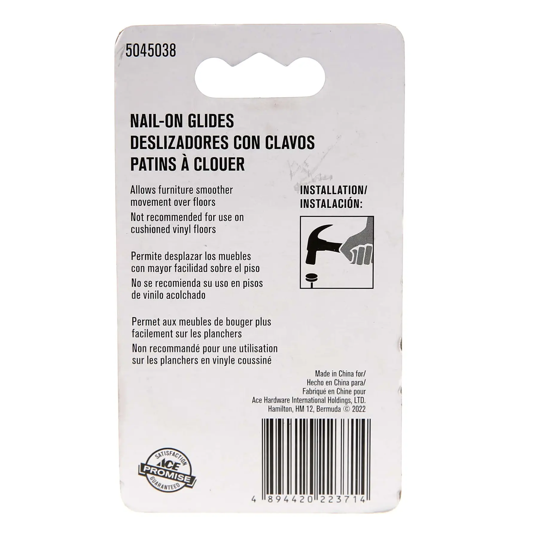 Ace Plastic Base Non-Slip Nail On Glides (2.22 cm)