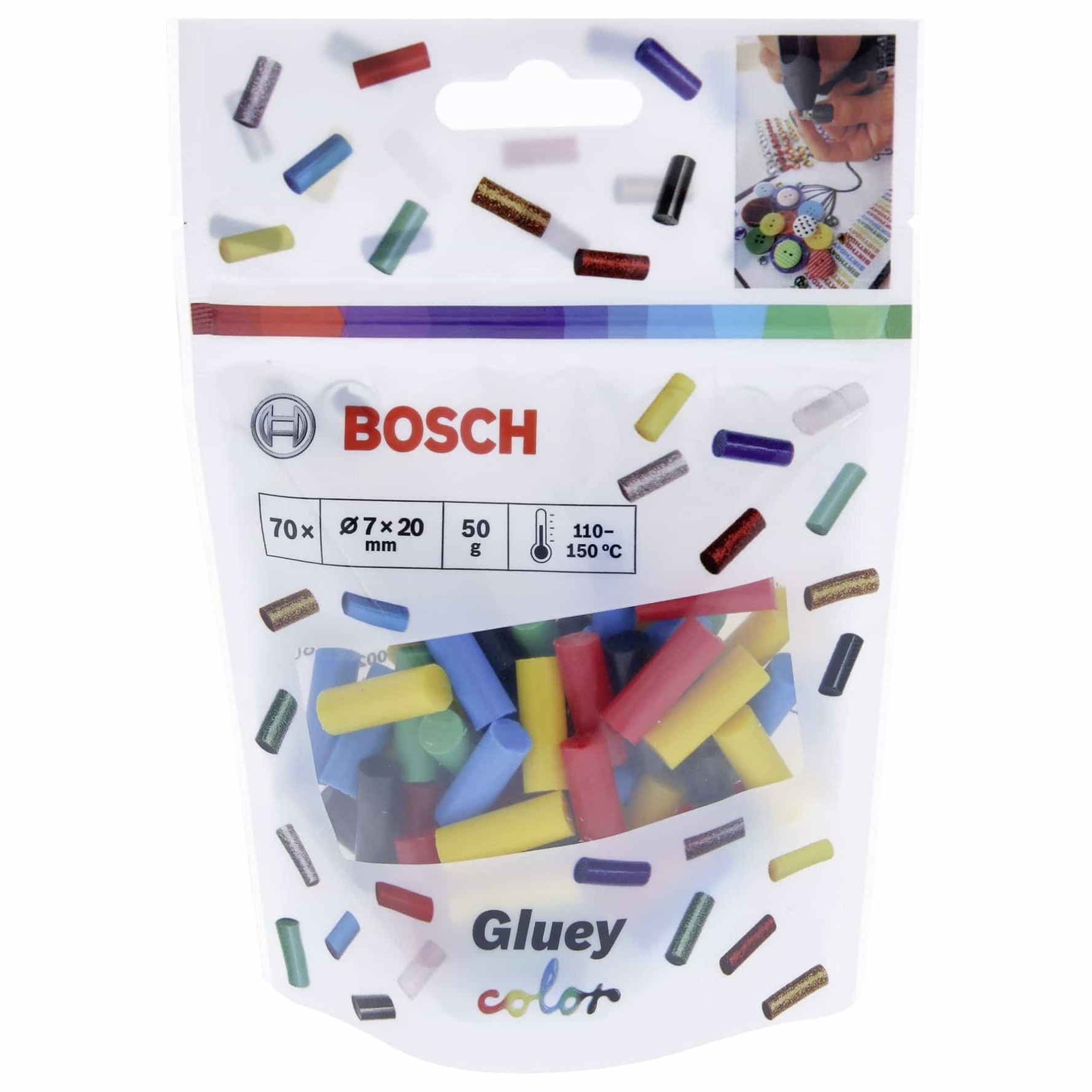 Bosch Gluey Color Sticks (70 pcs, 7 x 20 mm)