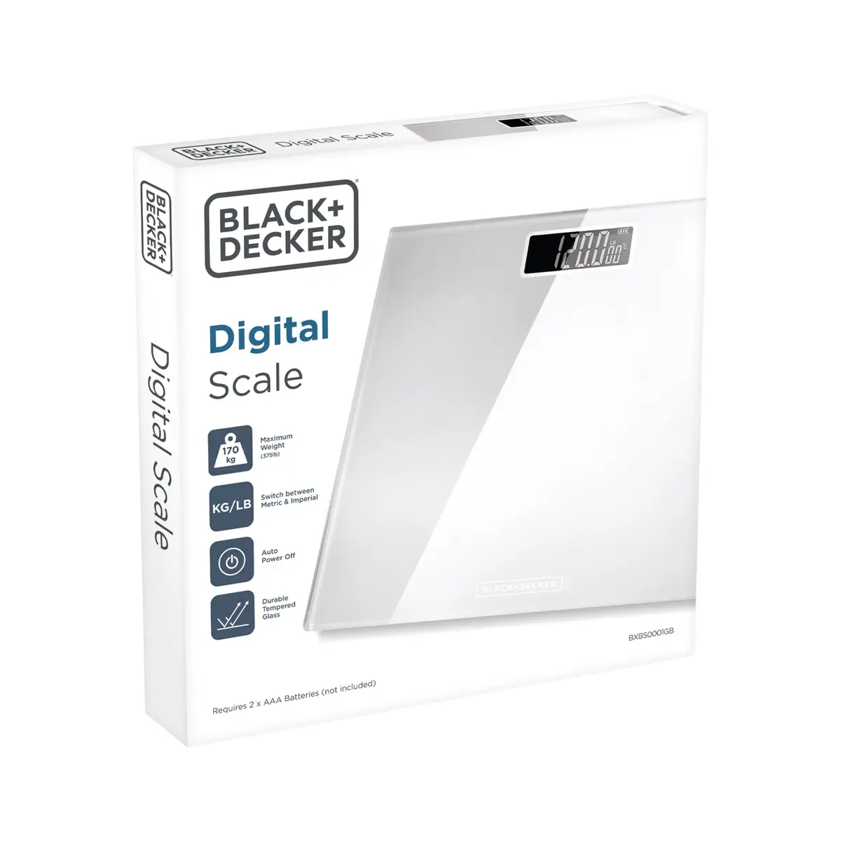 Black+Decker Digital Bathroom Scale (28 x 28 x 2.2 cm, White)