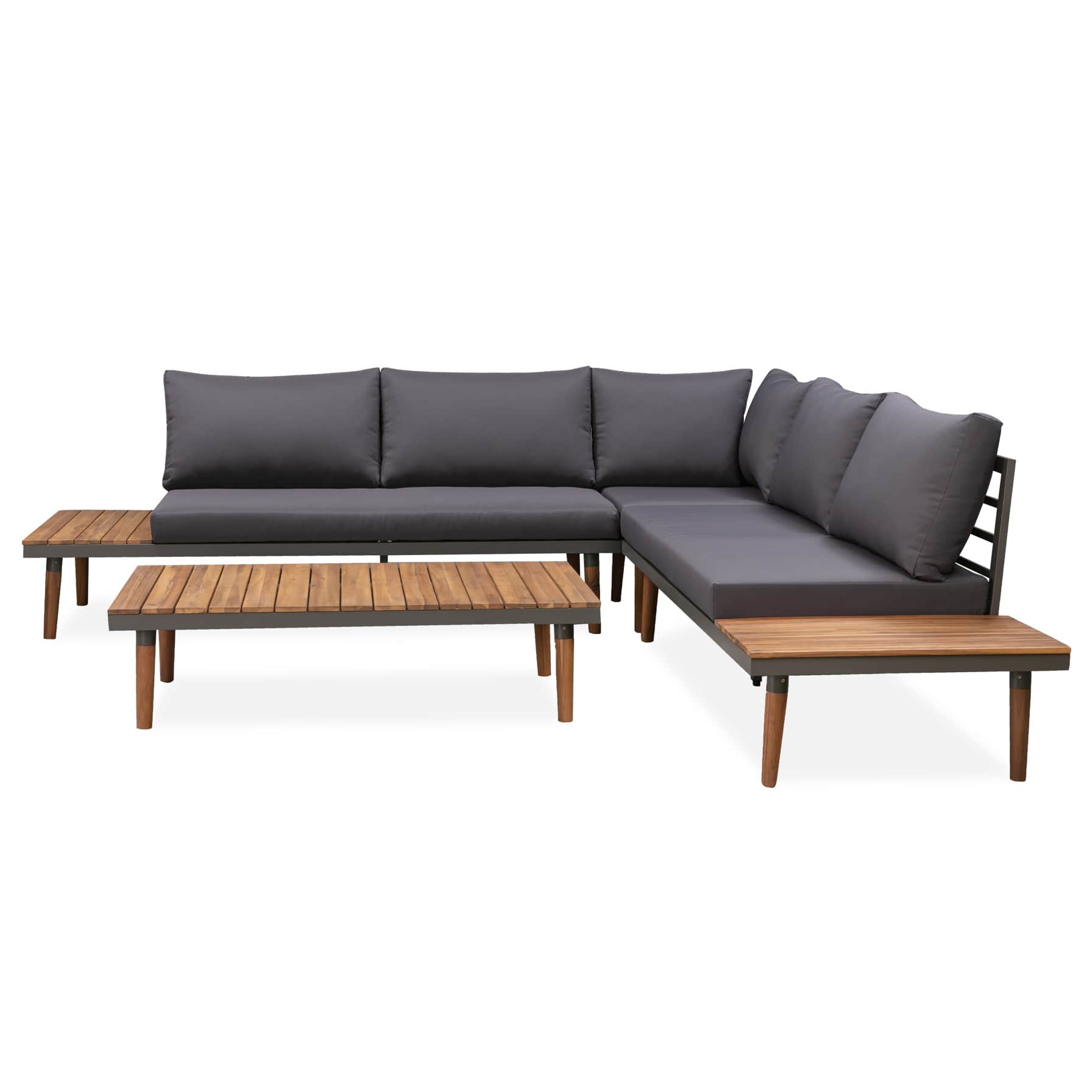 Acacia Wood Corner Sofa Set W/Cushions Newport