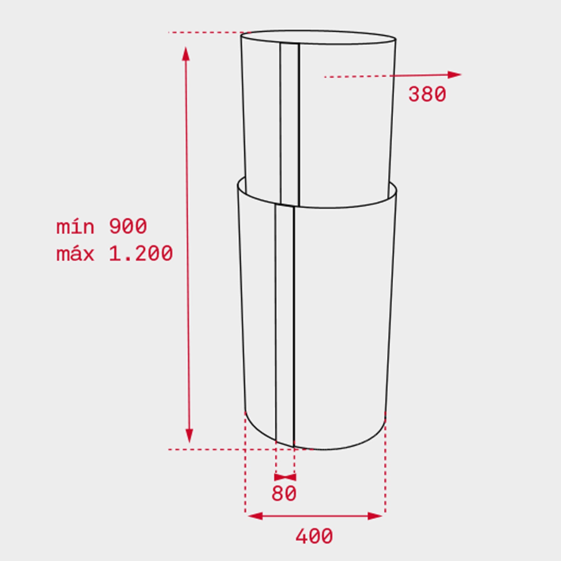 Teka Tubular Island Chimney Hood, CC 485 (90 x 120 x 40 cm)