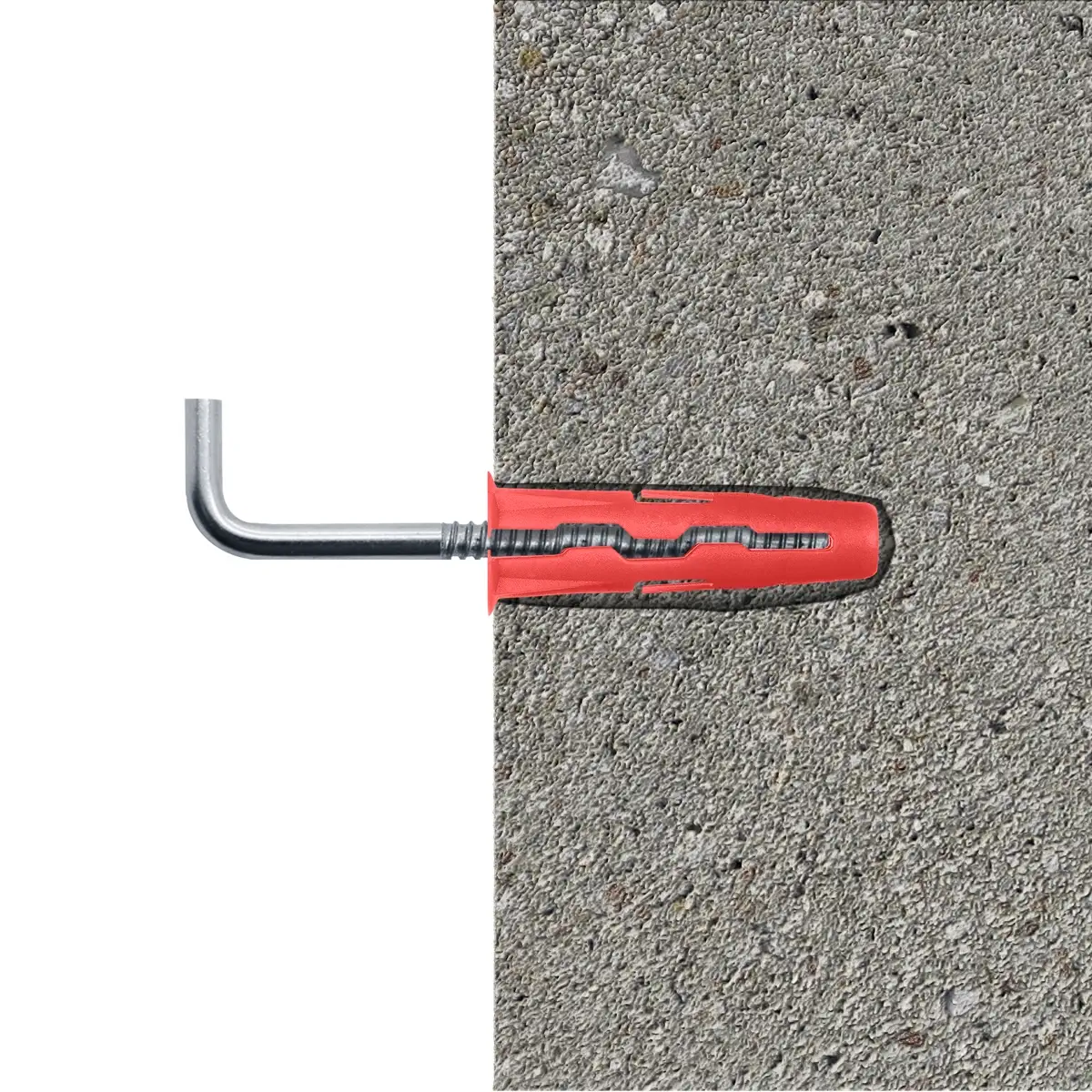 Diall Uno Polypropylene & Steel L Hook W/Wall Plug Pack (Red, Dia. 0.6 x L. 2.8 cm, 2 Pc.)