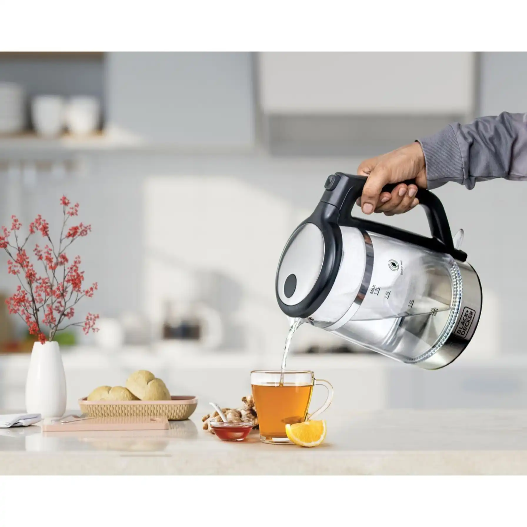 Black+Decker Electric Glass Kettle, GK220-B5 (1.7 L, 2200 W)