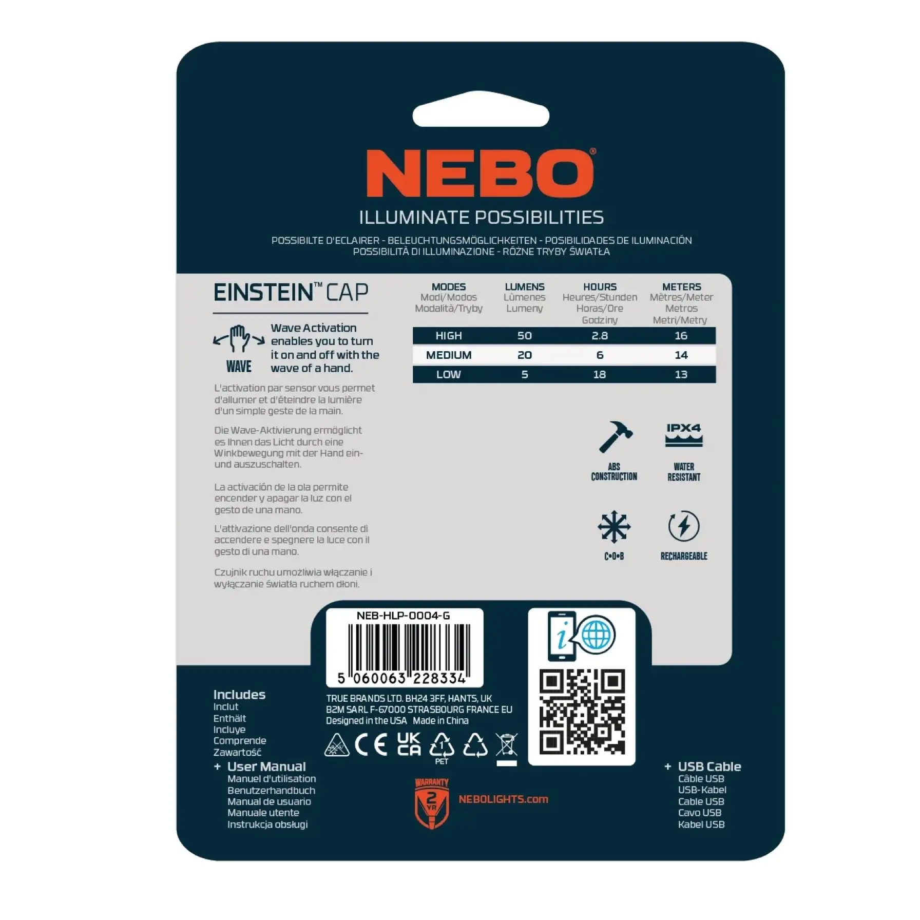 Nebo Rechargeable Einstein Cap Light (50 lm)