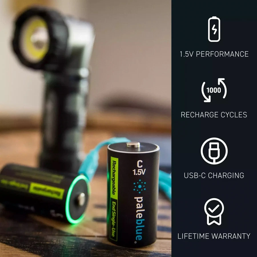 Paleblue Voyager USB-C Rechargeable Li-Ion AAA 4-Batteries Pack (1.5 V)
