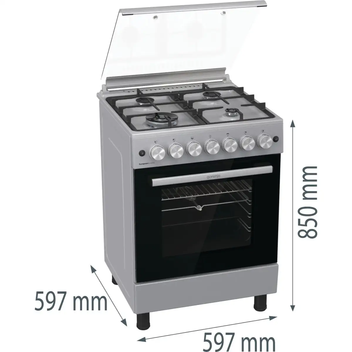 Gorenje Freestanding 4-Burner Full Gas Cooker W/Oven, GGI6B20S (60 x 60 cm)