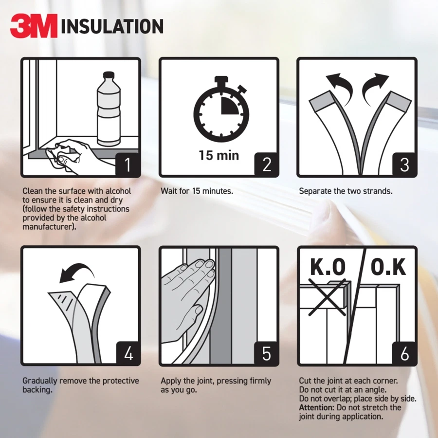 3M Premium Insulation Seal Tape (Small Gap, White, 6 m)