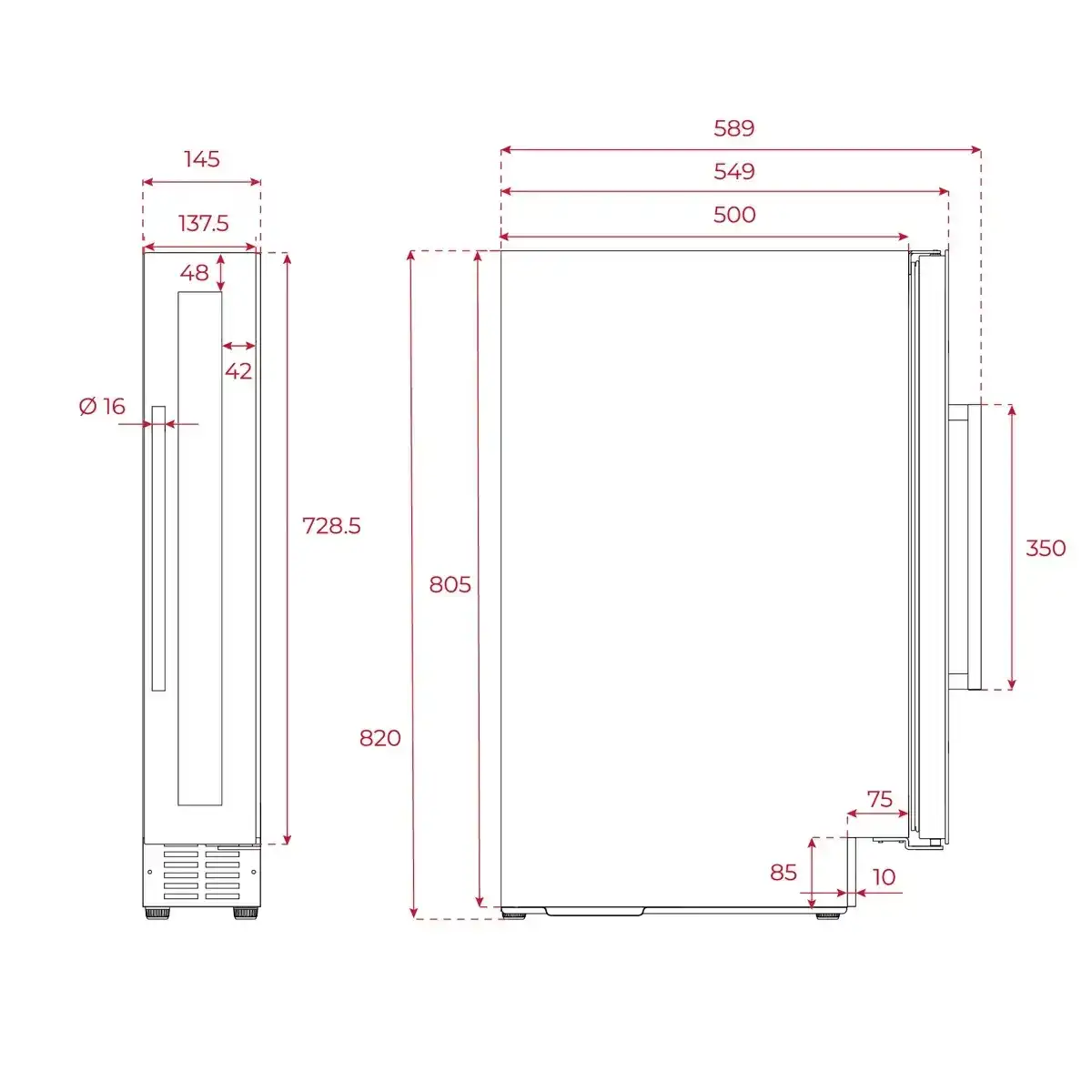 Teka Built-In Beverage Cooler, RVU 10008 (Up to 8 Bottles)