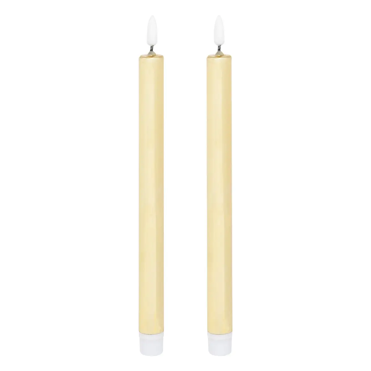 Atmosphera Battery-Operated LED Taper Candle Set (2 Pc, Gold, 28 cm)