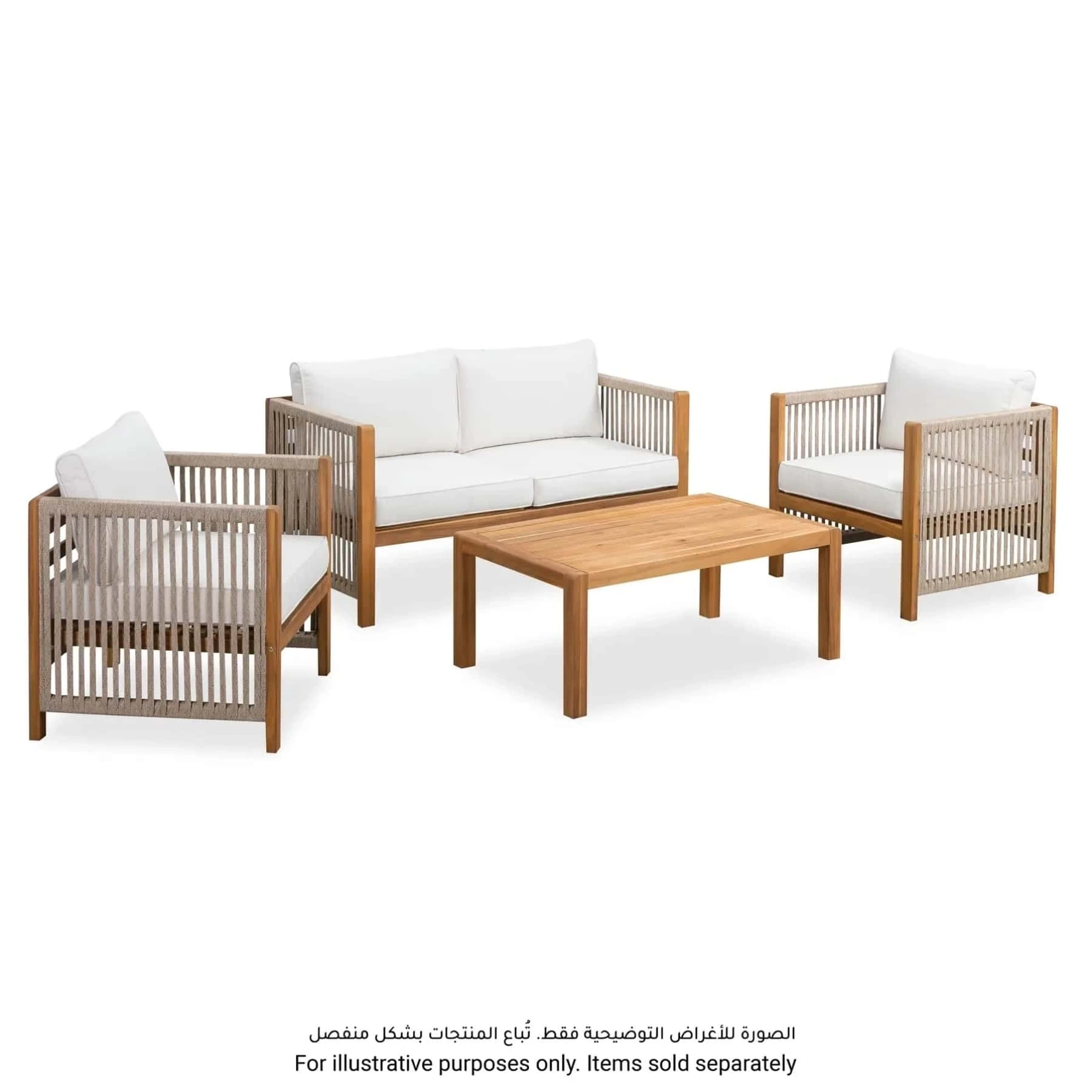 New Monterrey Acacia Wood 2-Seater Outdoor Sofa (66 x 132 x 64 cm)