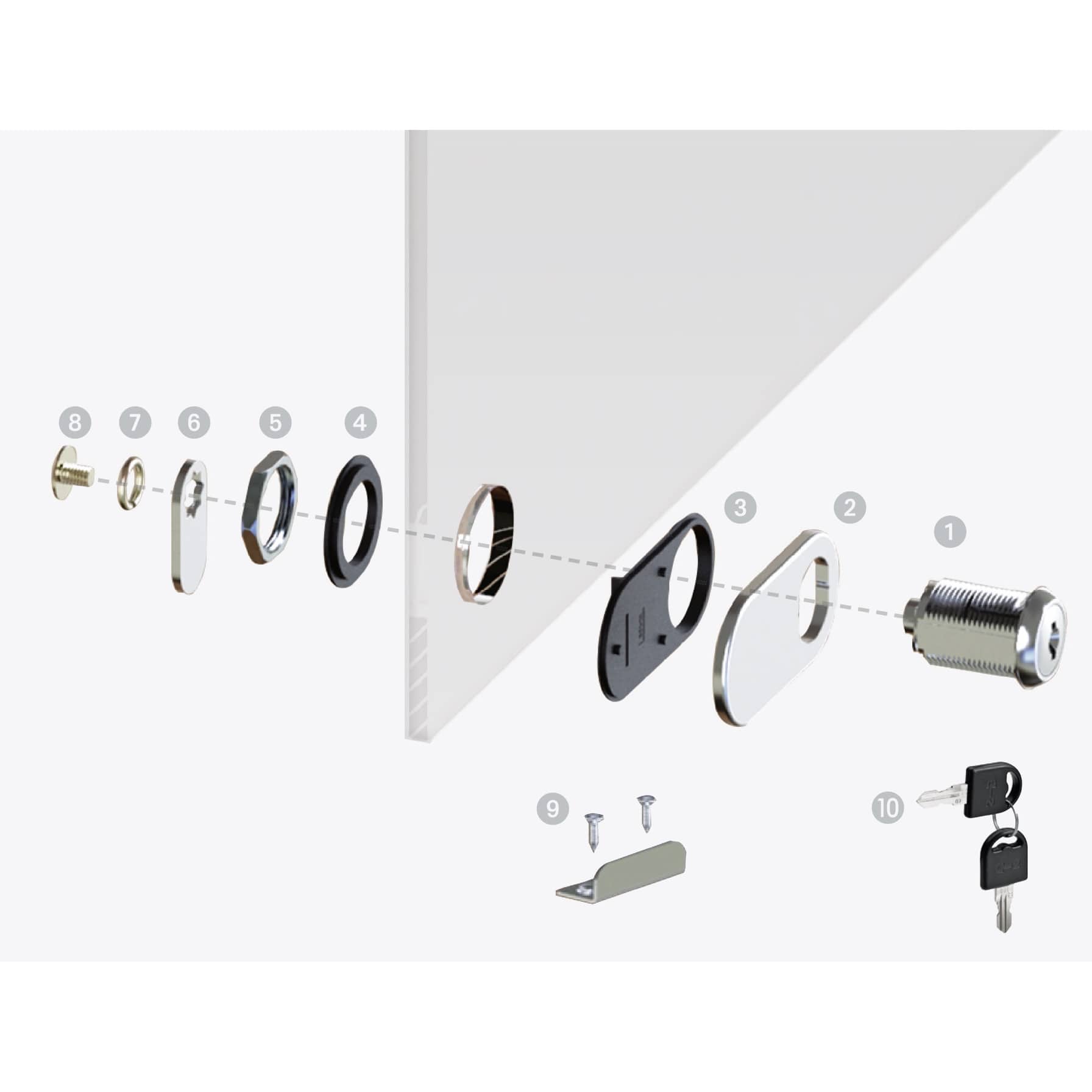 Hettich Steel Glass-Door Lock (4-14 mm)