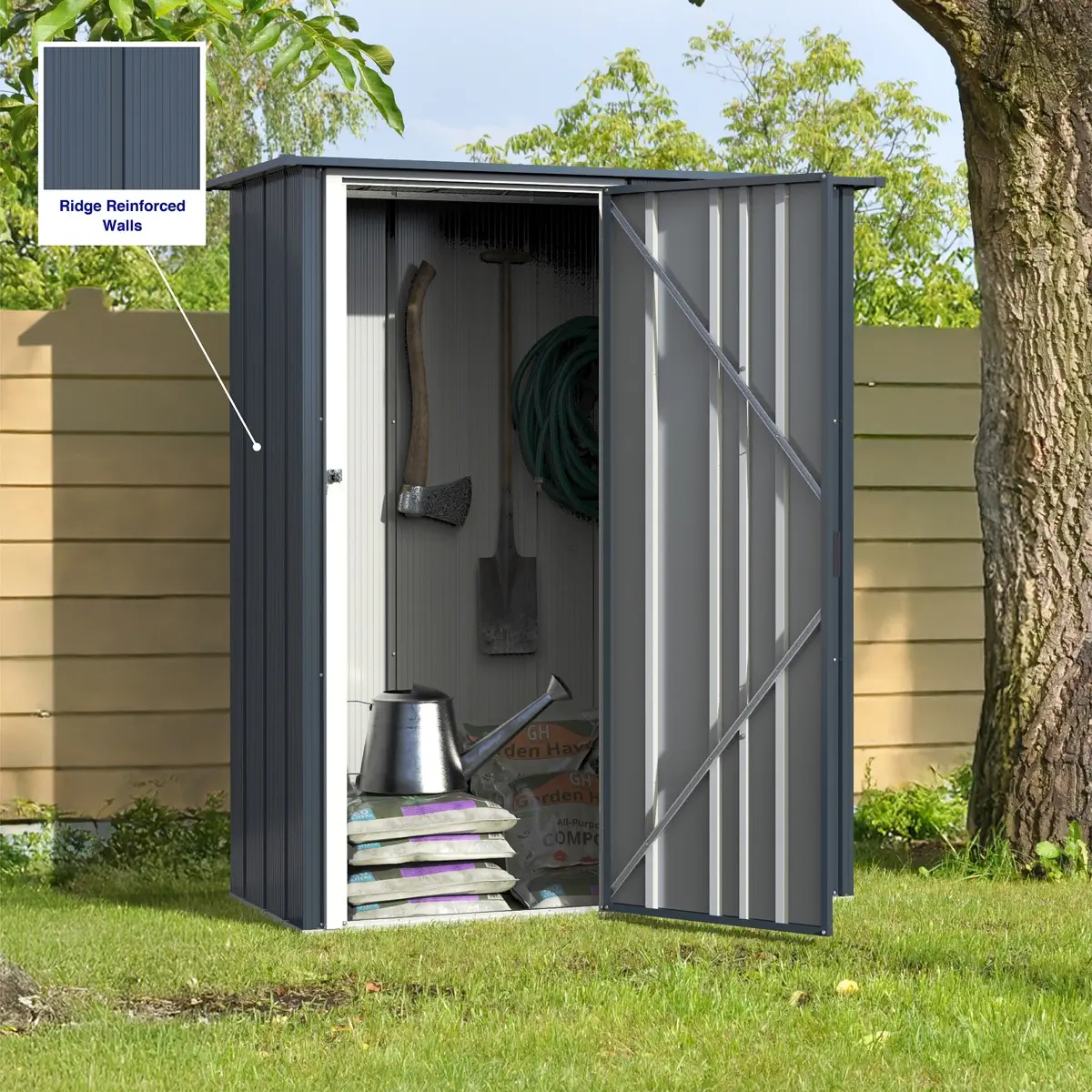 Duramax Steel Storage Shed (Grey, 152 x 71.5 x 190 cm)