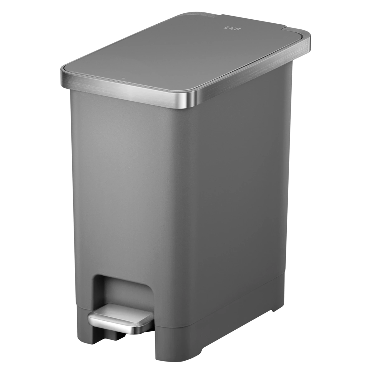 سلة مهملات بلاستيكية إيكو هانا نحيفة مع دواسة (17.5 × 29.5 × 32 سم، 10 لتر، رمادي)