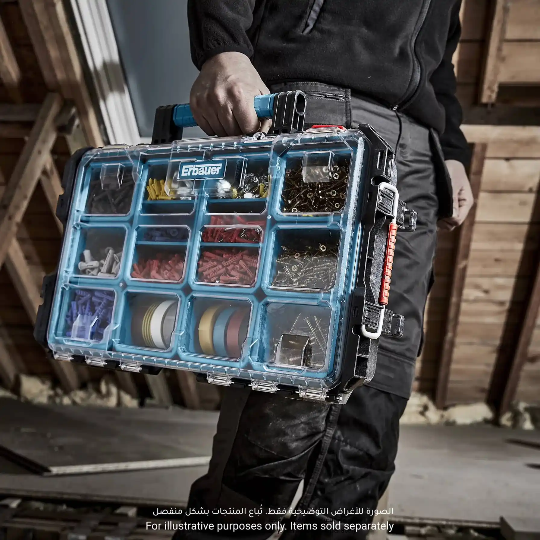 Erbauer Connecx 10-Compartment Clear Top Organizer (56 x 34.5 x 12.8 cm)