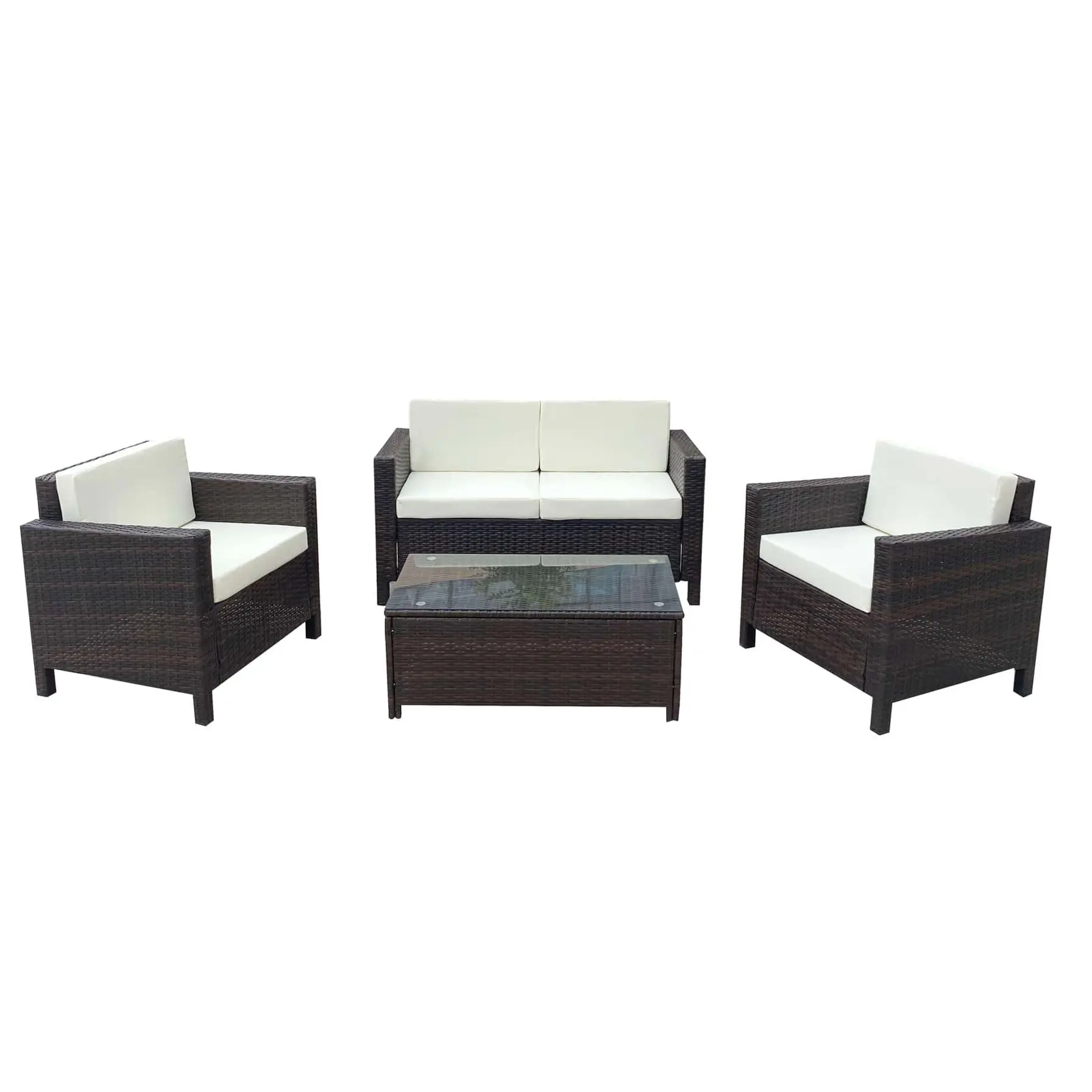Antwerp 4-Seater PE Rattan & Steel Outdoor Sofa Set W/Cushions