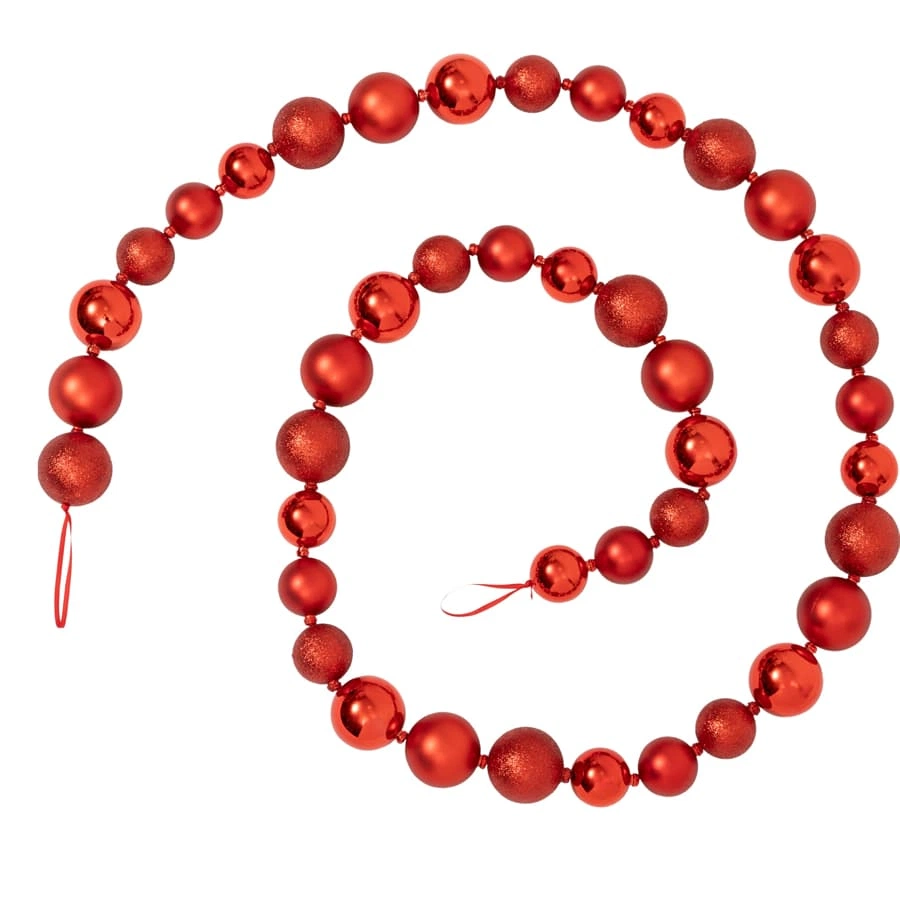 Christmas Garland Plastic Red Ball 200Cm (Red)