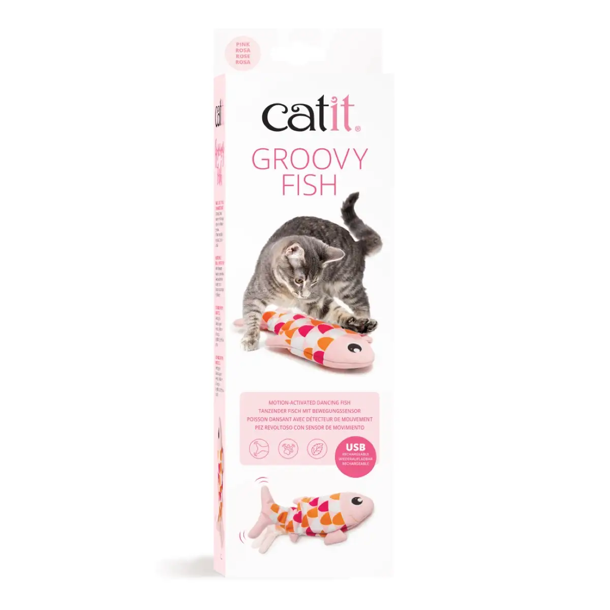 Catit Groovy Fish Motion Sensor Cat Toy (Pink, 27 x 4.5 x 14.5 cm)