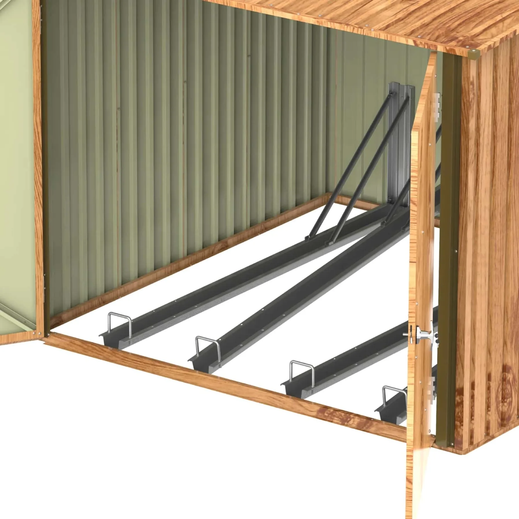 Cosmoplast Steel Bike Shed W/Racks (203 x 202 x 162.5 cm, Woodgrain)