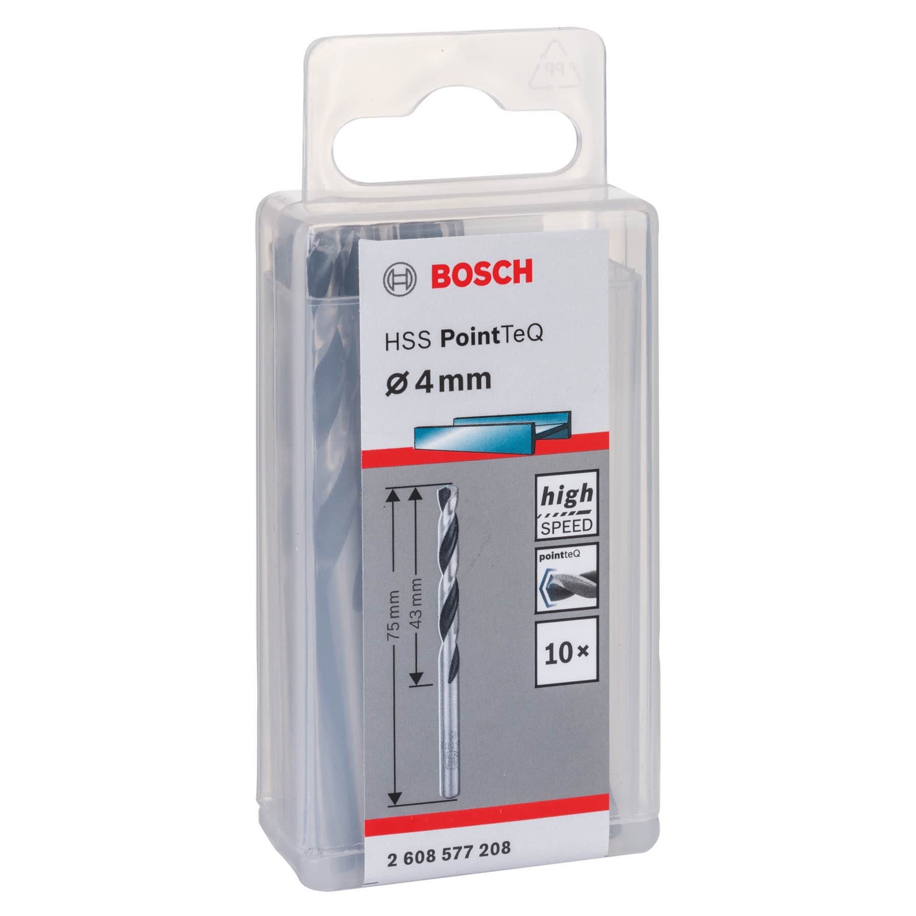 Bosch HSS PointTeq Metal Twist Drill Bit Pack (0.4 x 4.3 x 7.5 cm, 10 Pc.)