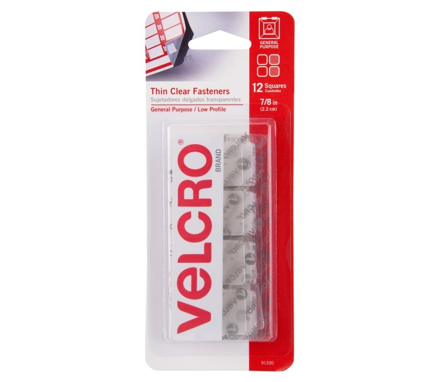 Velcro® Self Adhesive Squares Clear (Pack of 12)