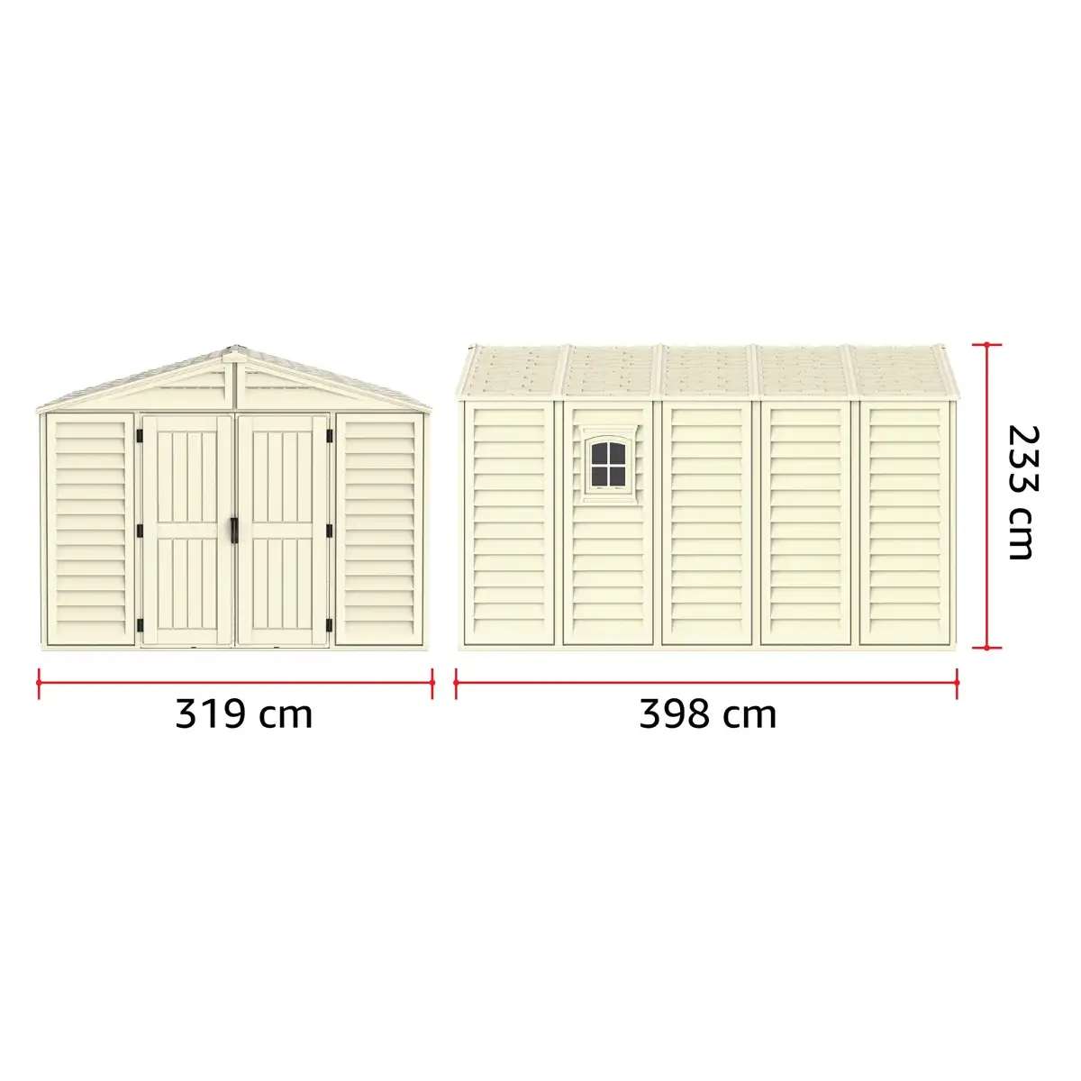 Duramax Aluminium & Vinyl Plastic Storage Shed (Ivory, 325 x 405 x 233.2 cm)
