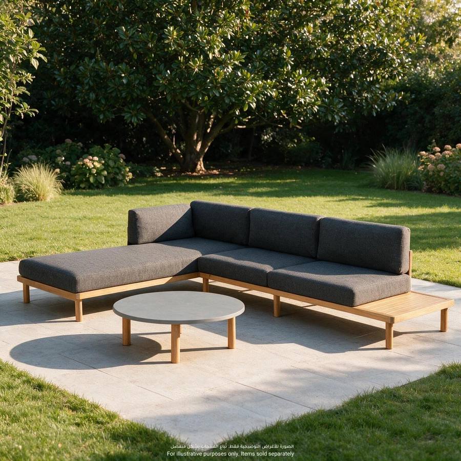 Living Accents Lugano Acacia Wood Corner Sofa Set (225 x 72 x 65 cm)