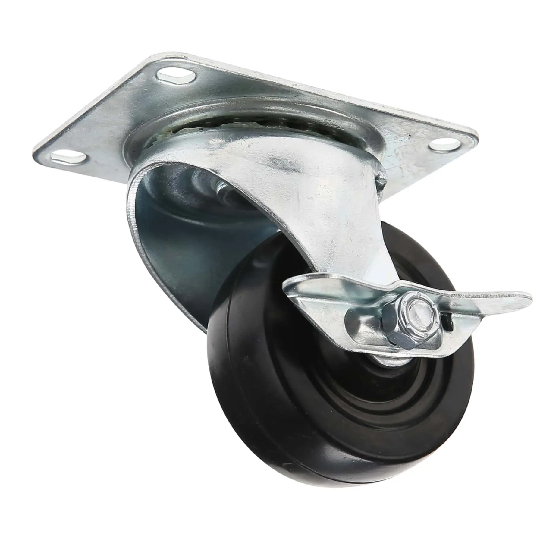 Ace Swivel Soft Rubber Industrial Use Caster Plate W/Brake (7.62 cm)