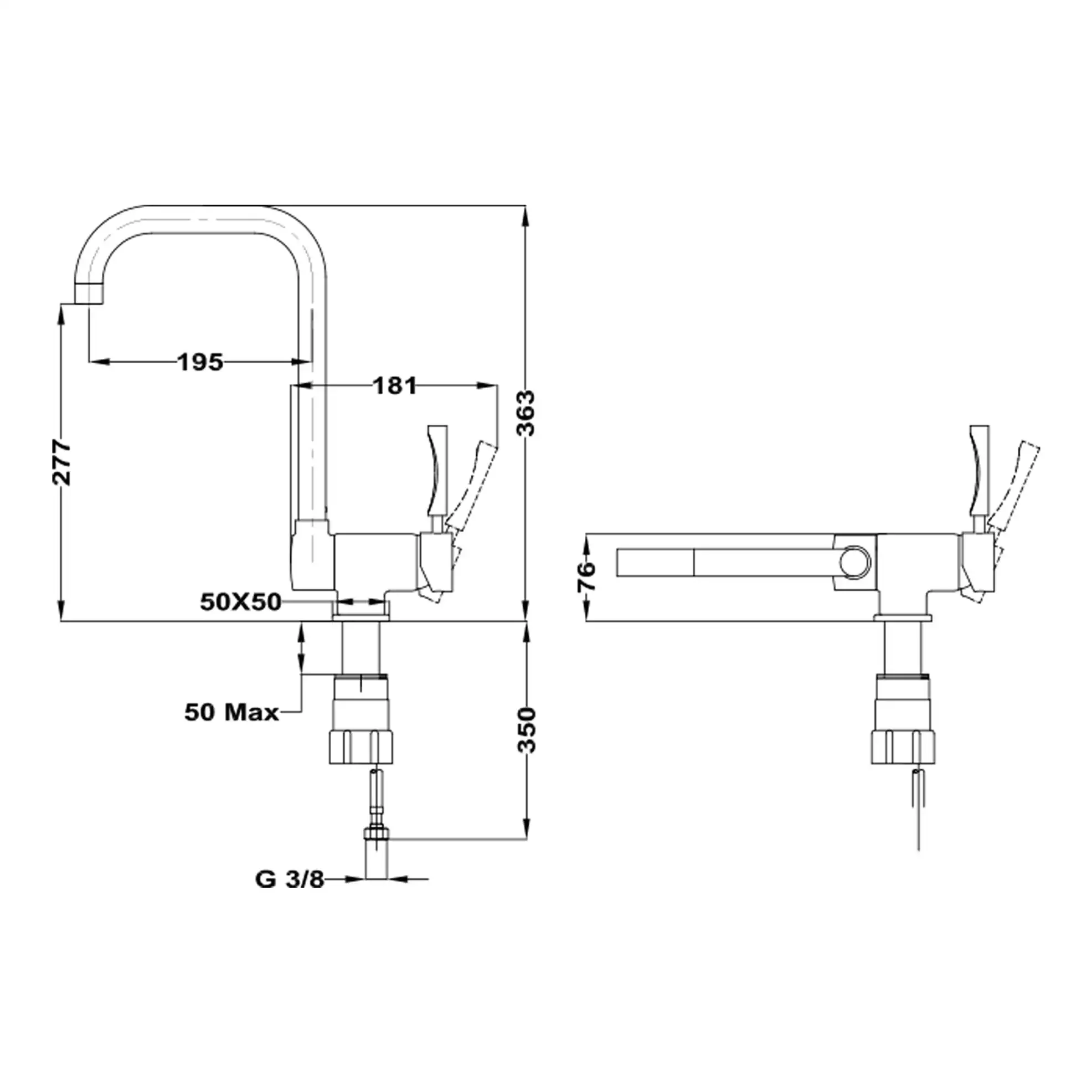 Teka Under Window Sink Mixer W/ Swivel Spout, MTP 984