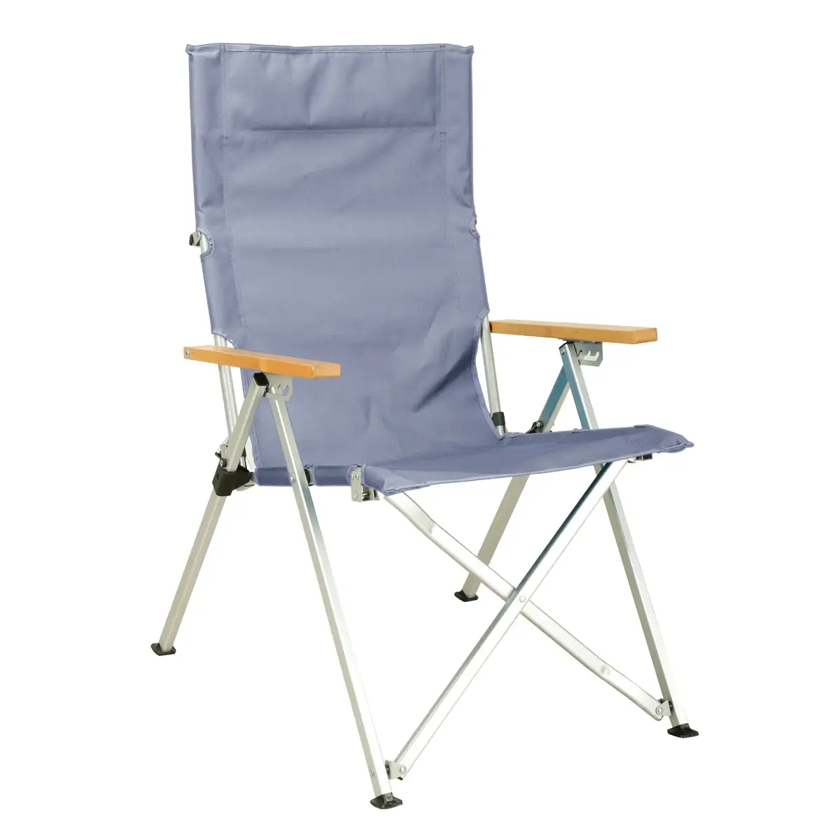 Four Position Camping Chair W/Wood Arm (Grey, 74 x 59.5 x 98 cm)