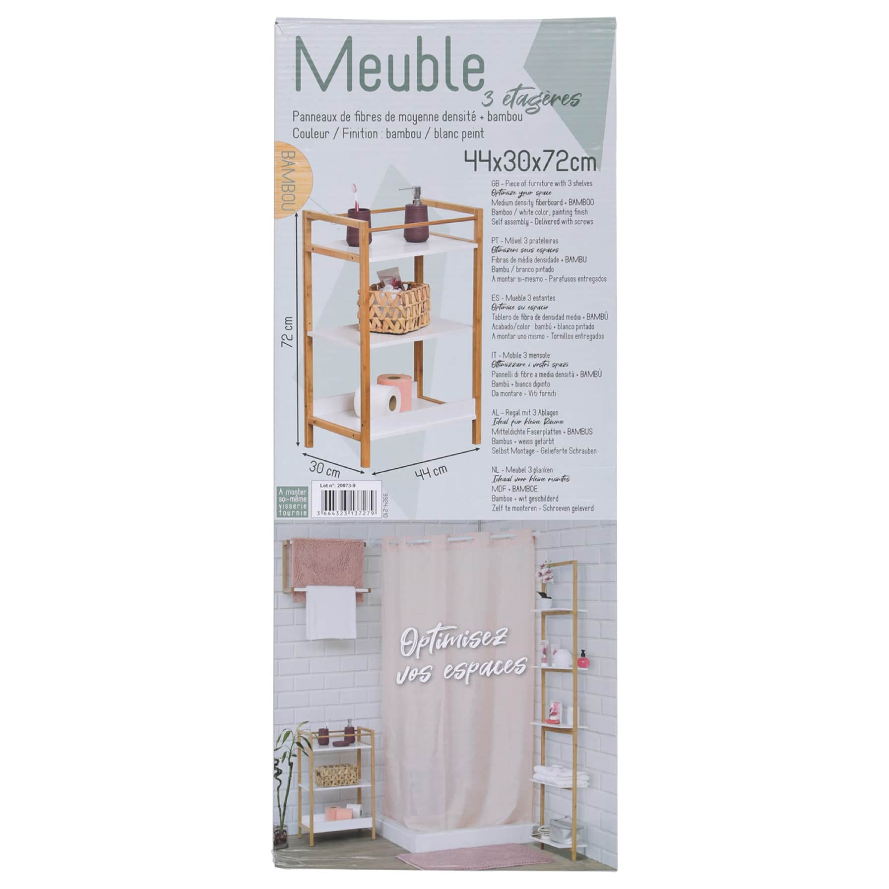 Tendance MDF Bamboo 3-Shelves Furniture Rack (44 x 30 x 72 cm)