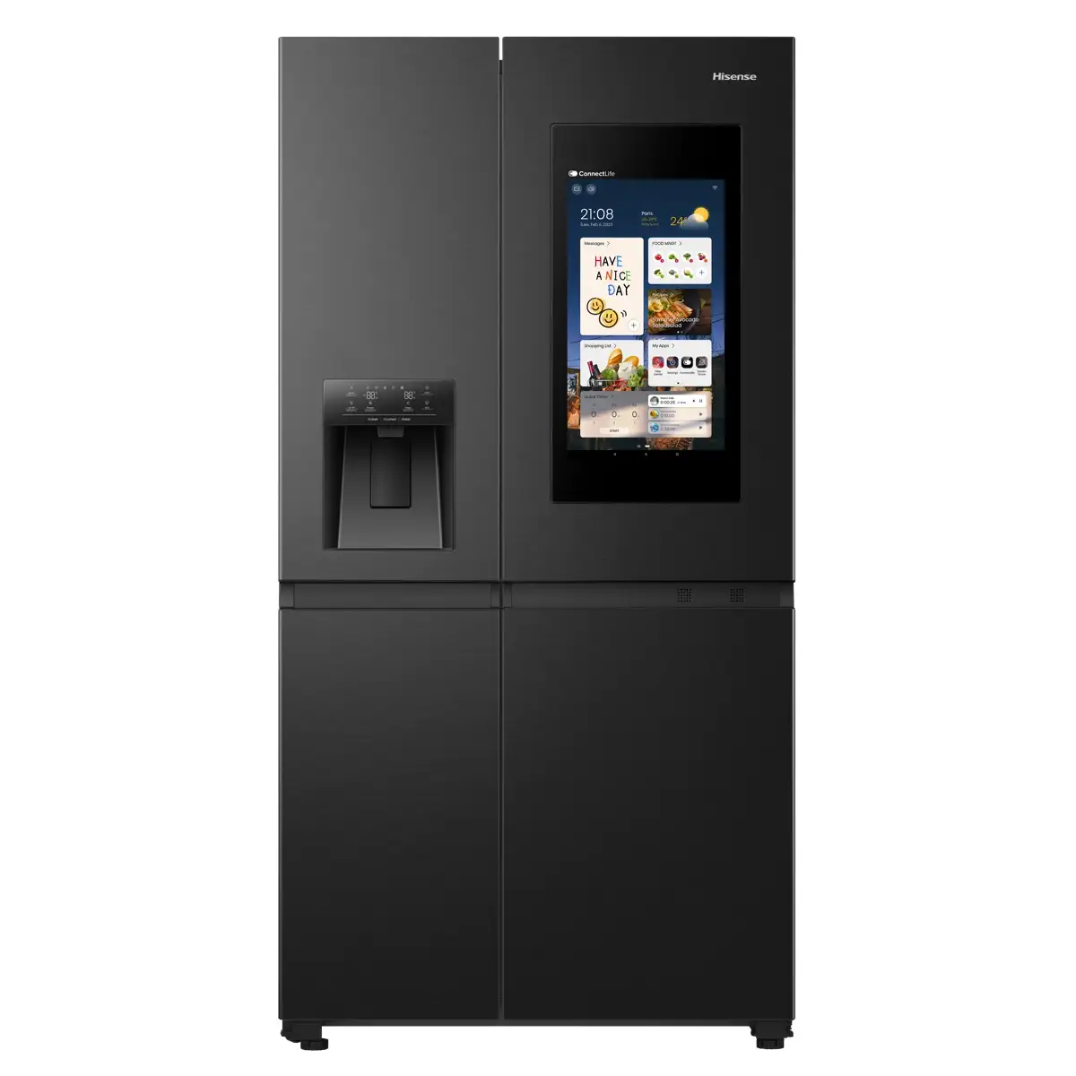 ثلاجة هايسنس الذكية الجانبية المستقلة، RS9P819GTB (819 لتر، أسود)