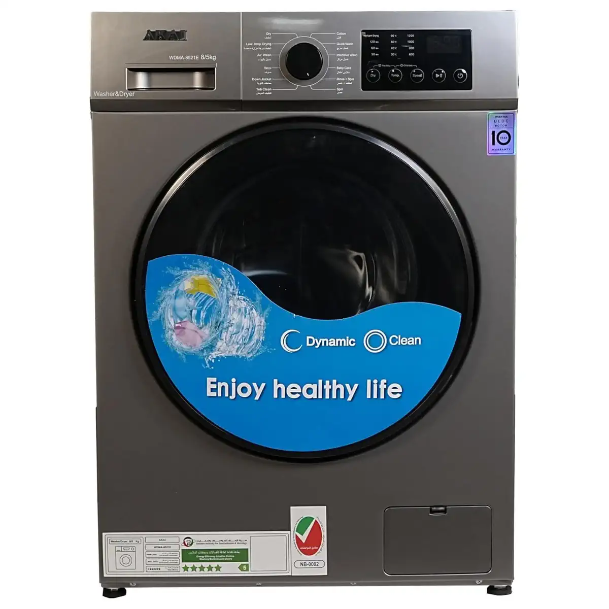 Akai 8/5 Kg Freestanding Washer Dryer,  WDMA-8521E (1400 rpm)