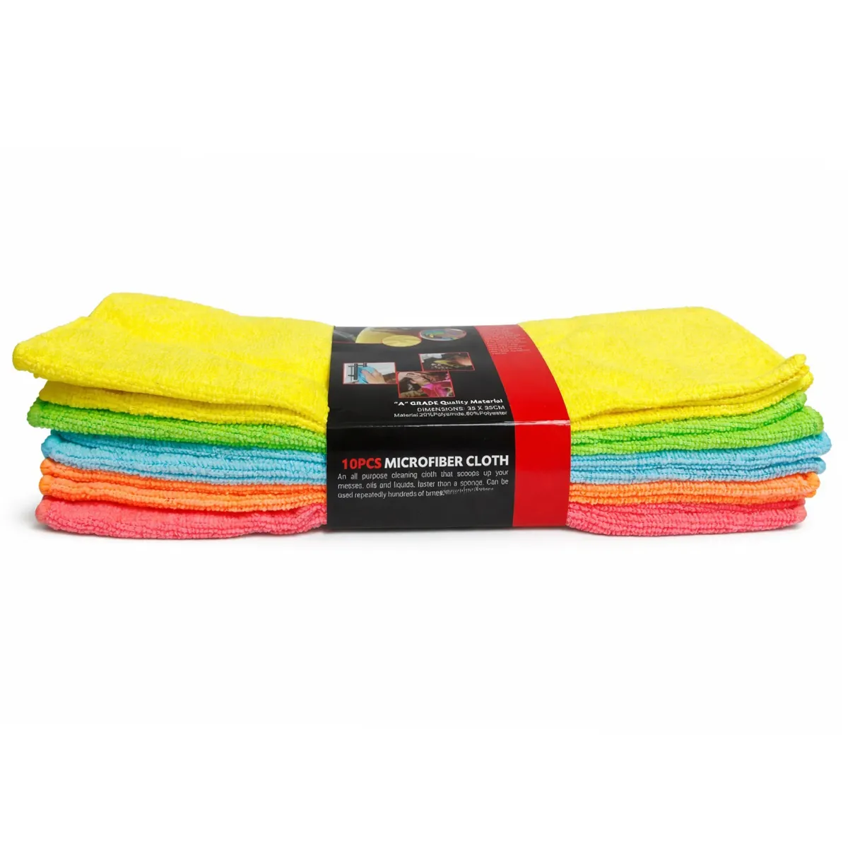Maagen Multi-Purpose Microfiber Cloth Pack (Multicolor, 10 Pc.)