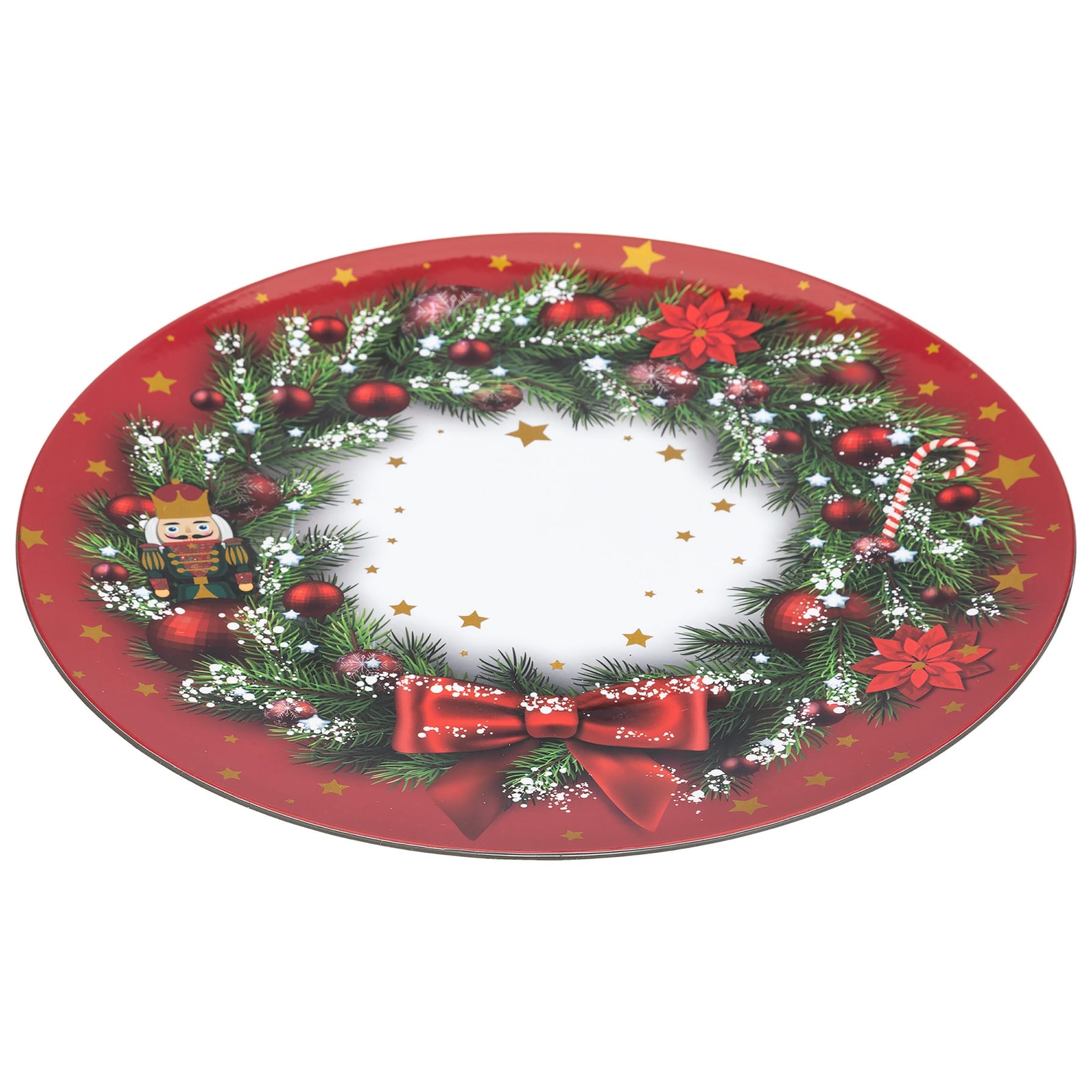Atmosphera Christmas Eve Polypropylene Round Plate (33 x 2 cm)