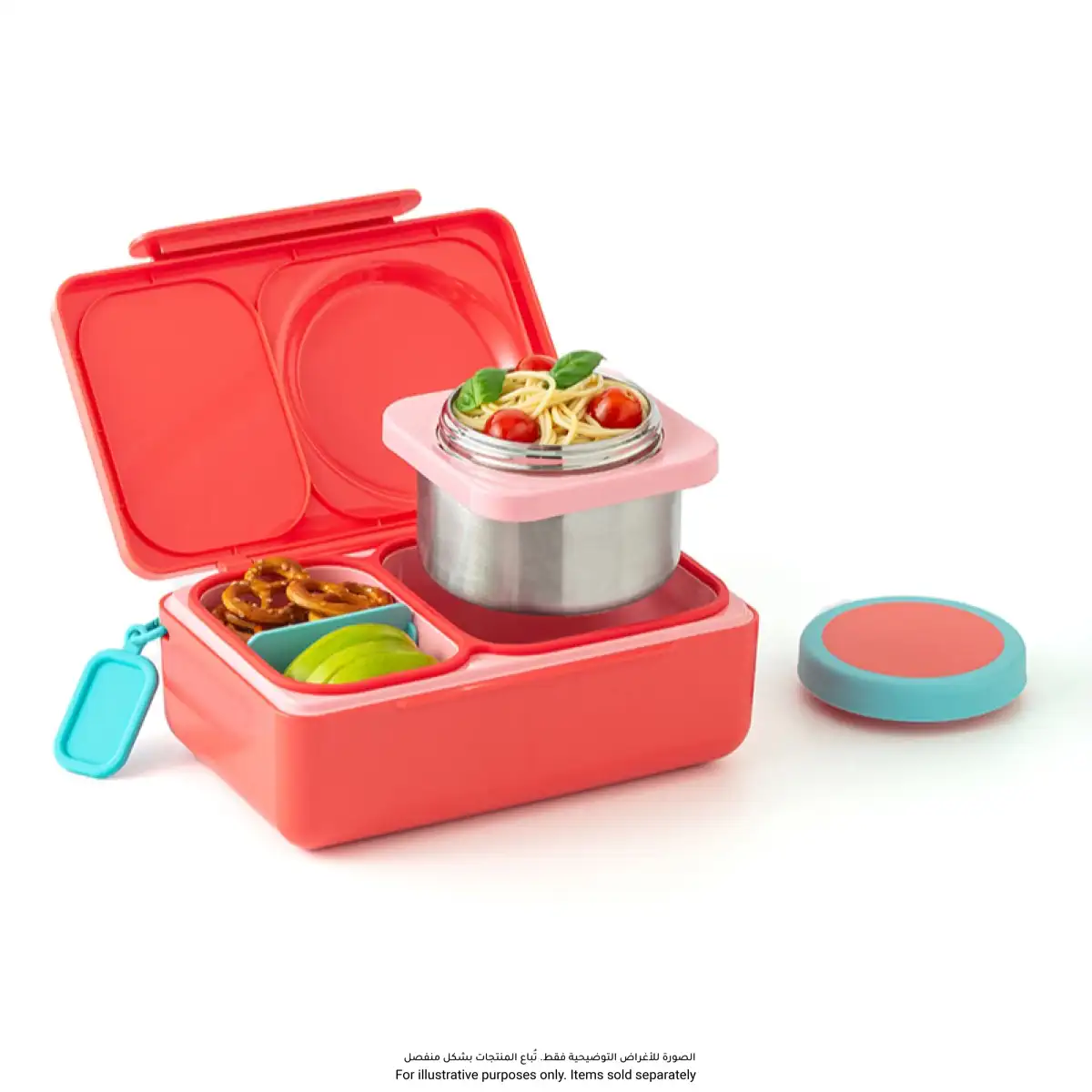 OmieLife Bento Box W/Insulated Thermos & Ice Pack (350 ml, Cherry Pink)