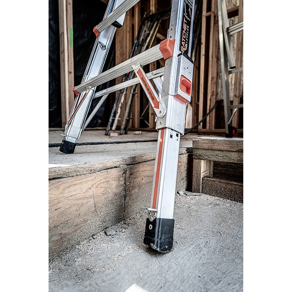 Little Giant Aluminum Multi-Position Extension Ladder W/Ratchet Leg Levelers (7.9 m)