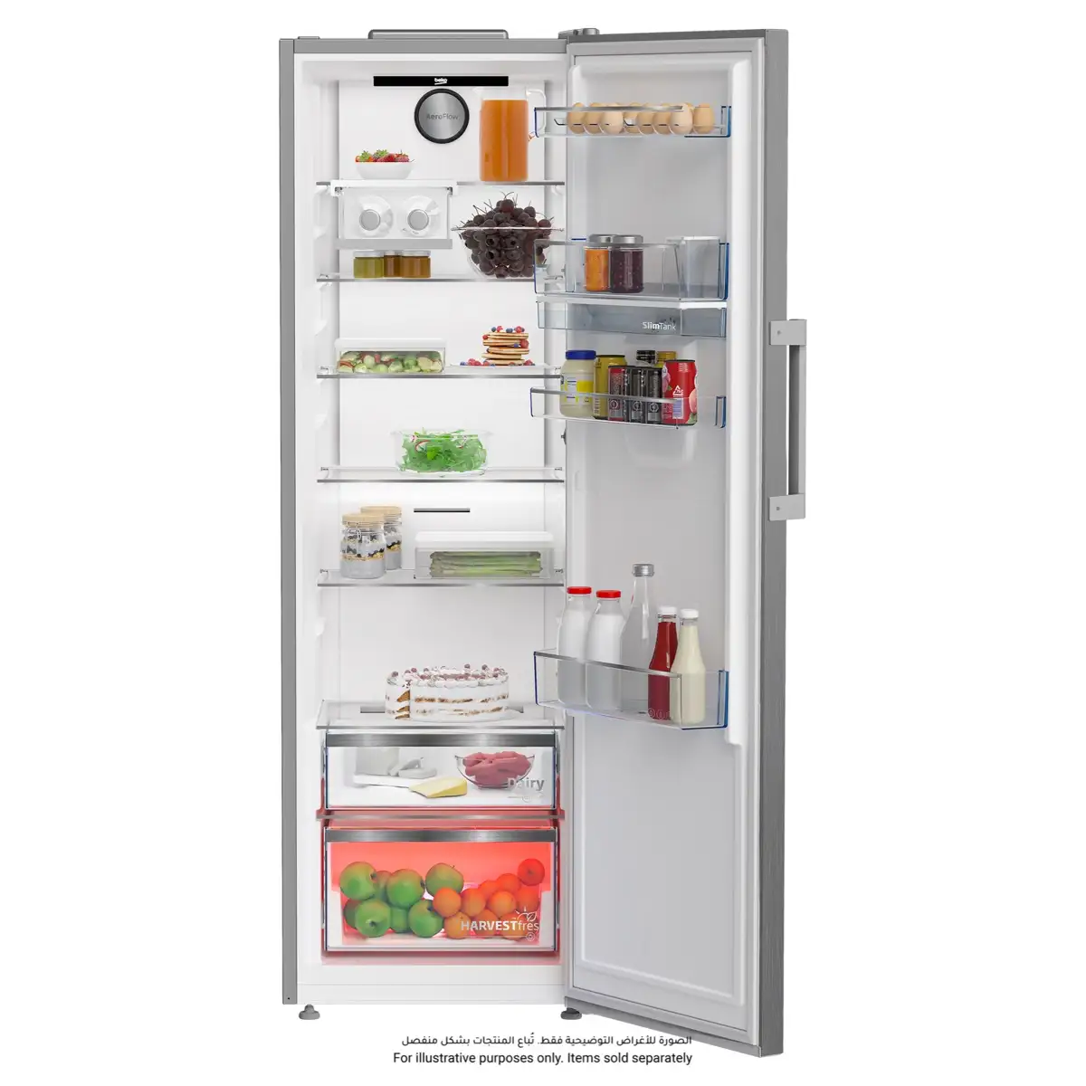 Beko Freestanding Upright Refrigerator, RLNE500DX (365 L)