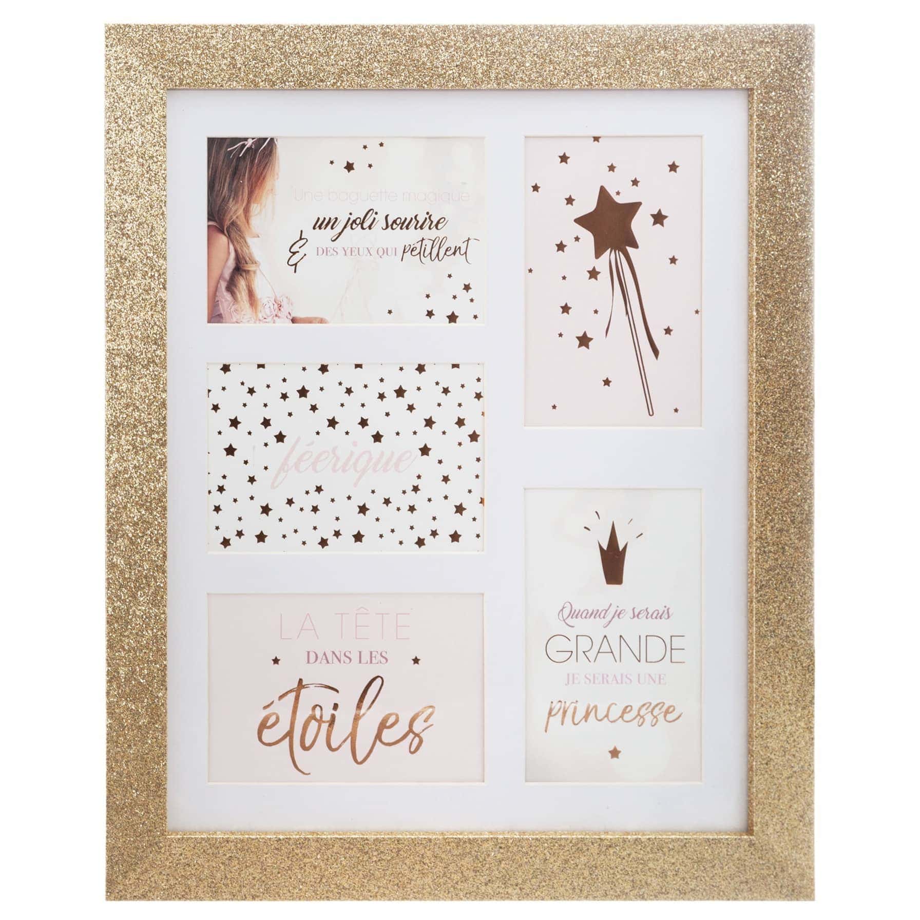 Atmosphera Wooden Multiple Glitter Photo Holder (35.2 x 1.6 x 41.2 cm)
