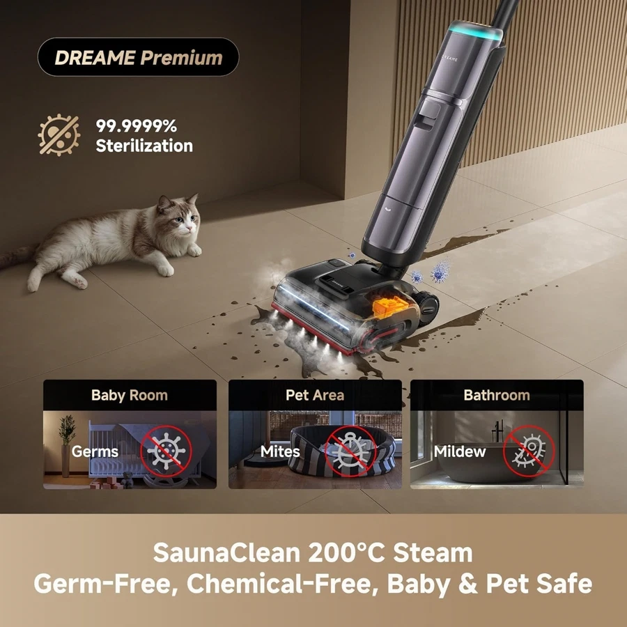 Dreame H16 Pro Steam Wet & Dry Stick Vacuum, HHR48F (400 W, 28,000 Pa)