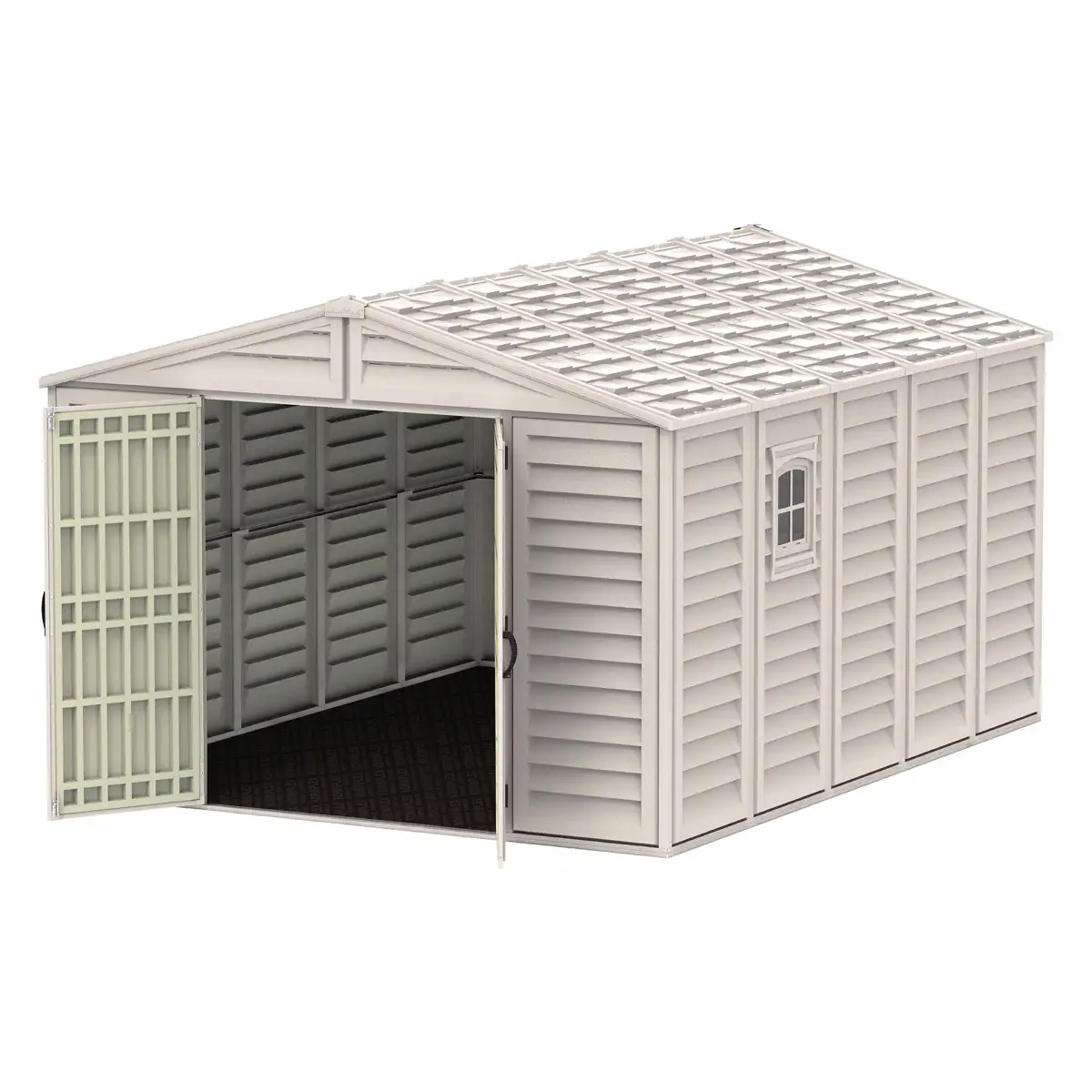 Duramax Aluminium & Vinyl Plastic Storage Shed (Adobe, 325 x 405 x 233.2 cm)